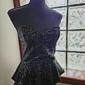 Strapless Peplum Top Sequin